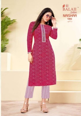 Balaji Cotton Naishaa vol 1 Embroidery  work cotton Kurti with pants set wholesale Kurti catalogue  kurtis catalogs