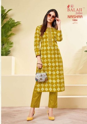 Balaji Cotton Naishaa vol 1 Embroidery  work cotton Kurti with pants set wholesale Kurti catalogue  kurtis catalogs