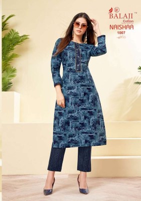 Balaji Cotton Naishaa vol 1 Embroidery  work cotton Kurti with pants set wholesale Kurti catalogue  kurtis catalogs