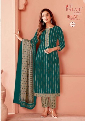 Balaji Ikkat Prime Vol 2 cotton Kurti Pant With Dupatta set Readymade suits catalogue wholesaler  kurtis catalogs