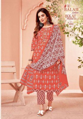 Balaji Ikkat Prime Vol 2 cotton Kurti Pant With Dupatta set Readymade suits catalogue wholesaler  kurtis catalogs