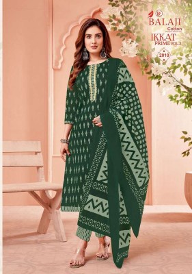 Balaji Ikkat Prime Vol 2 cotton Kurti Pant With Dupatta set Readymade suits catalogue wholesaler  kurtis catalogs