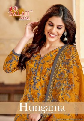 Balaji cotton by Hungama vol 19 pure cotton printed unstitched dress material catalogue at affordable rate Balaji cotton 