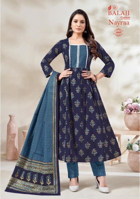 Balaji cotton by Nayra Vol 1 fancy printed flared kurti pant and dupatta catalogue at wholesale price readymade suit catalogs