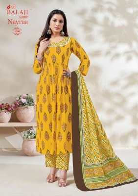 Balaji cotton by Nayra Vol 1 fancy printed flared kurti pant and dupatta catalogue at wholesale price readymade suit catalogs