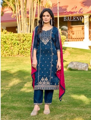 Baleno by Aanchi Vichitra silk 3 piece straight top bottom and dupatta at low rate  wholesale catalogs