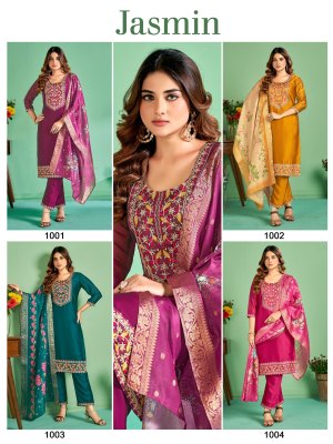 Banwery by Jasmin fancy Silk heavy embroidered fancy kurti pant and dupatta collection readymade suit catalogs