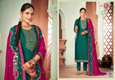 Barbie by Triple A Silk with work unstitched dress material catalogue at affordable rate salwar kameez catalogs