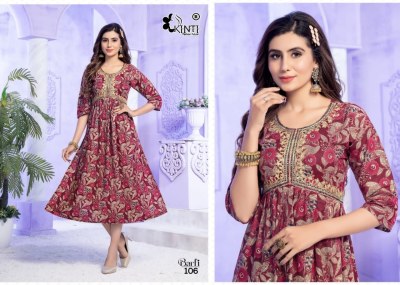 Barfi by kinti heavy capsule foil print sequence kurti cataloge at wholesale rate  kurtis catalogs