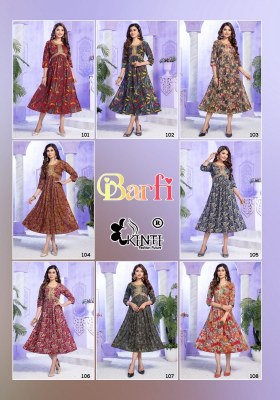 Barfi by kinti heavy capsule foil print sequence kurti cataloge at wholesale rate  kurtis catalogs