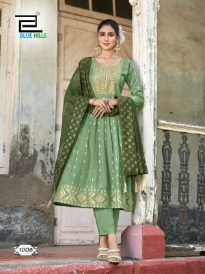 Batu Caves by Blue Hills Heavy Chanderi Printed Fancy Anarkali suit collection at Low Price readymade suit catalogs