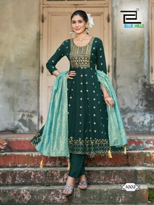 Batu Caves by Blue Hills Heavy Chanderi Printed Fancy Anarkali suit collection at Low Price readymade suit catalogs