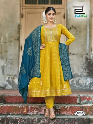 Batu Caves by Blue Hills Heavy Chanderi Printed Fancy Anarkali suit collection at Low Price readymade suit catalogs