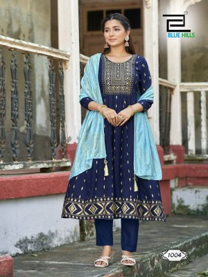 Batu Caves by Blue Hills Heavy Chanderi Printed Fancy Anarkali suit collection at Low Price readymade suit catalogs