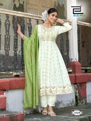 Batu Caves by Blue Hills Heavy Chanderi Printed Fancy Anarkali suit collection at Low Price readymade suit catalogs