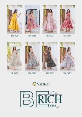 Be rich 5 by Swish lunch sturnig designer printed long kurti catalogue at affordable rate kurtis catalogs