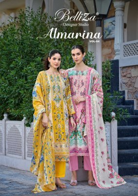 Belliza Designer Studio Almarina Vol 4 Pure Cotton Suit Set with Heavy Embroidery  Mal Mal Dupatta Unstitched Wholesale wholesale catalogs