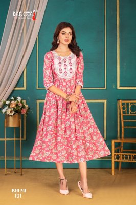 Bhumi by Deecee Bombay Dobby Long flared Printed Kurti collection at affordable rate Dee cee