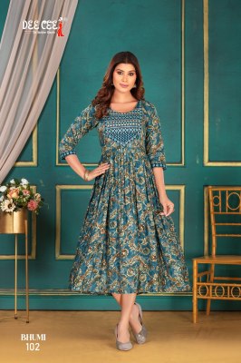 Bhumi by Deecee Bombay Dobby Long flared Printed Kurti collection at affordable rate kurtis catalogs