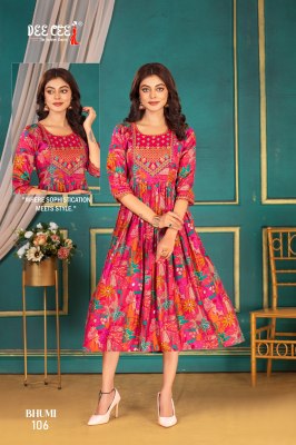 Bhumi by Deecee Bombay Dobby Long flared Printed Kurti collection at affordable rate kurtis catalogs