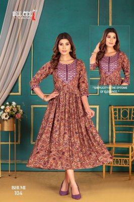 Bhumi by Deecee Bombay Dobby Long flared Printed Kurti collection at affordable rate kurtis catalogs