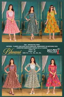 Bhumi by Deecee Bombay Dobby Long flared Printed Kurti collection at affordable rate kurtis catalogs