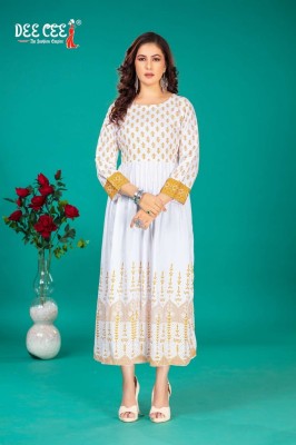 Bhuvi by Deecee Flared Long Screen printed Kurti with koti collection at affordable rate kurtis catalogs