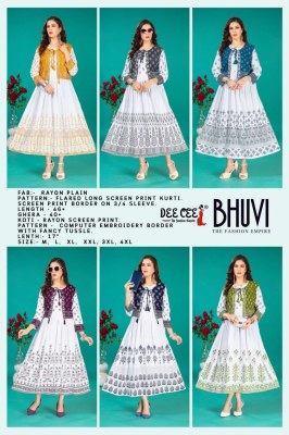 Bhuvi by Deecee Flared Long Screen printed Kurti with koti collection at affordable rate kurtis catalogs