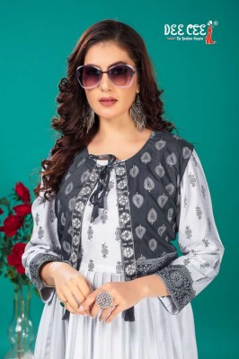 Bhuvi by Deecee Flared Long Screen printed Kurti with koti collection at affordable rate kurtis catalogs