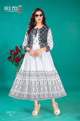 Bhuvi by Deecee Flared Long Screen printed Kurti with koti collection at affordable rate kurtis catalogs