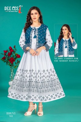 Bhuvi by Deecee Flared Long Screen printed Kurti with koti collection at affordable rate kurtis catalogs