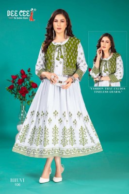 Bhuvi by Deecee Flared Long Screen printed Kurti with koti collection at affordable rate kurtis catalogs