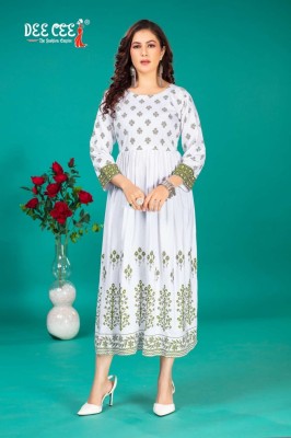 Bhuvi by Deecee Flared Long Screen printed Kurti with koti collection at affordable rate kurtis catalogs