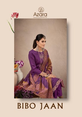 Bibo jaan by Azara pure zam neck embroidered unstitvhed dress material catalogue at low rate Azara