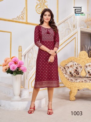 Big boss by blue hills reyon foil printed kurti with dori embroidered thread sequance work kurti catalogue kurtis catalogs