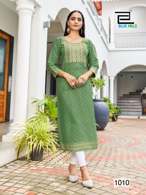 Big boss vol 10 by Blue hills reyon foil printed readymade straight kurti catalogue kurtis catalogs