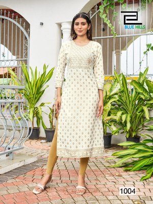 Big boss vol 10 by Blue hills reyon foil printed readymade straight kurti catalogue kurtis catalogs