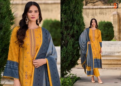 Bin saeed vol 12 by Sharddha designer Pure cotton Embroidered dress material catlogue at affordable rate dress material catalogs