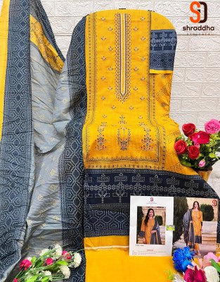 Bin saeed vol 12 by Sharddha designer Pure cotton Embroidered dress material catlogue at affordable rate dress material catalogs