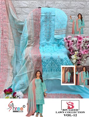 Bin saeed vol 12 by shree fab fancy readymade cotton printed suit catalogue at low rate Bin Saeed