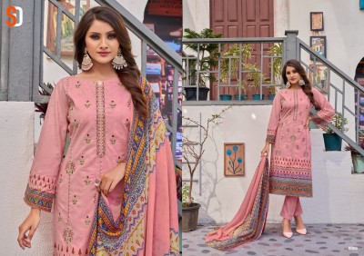 Bin saeed vol 8 by Shardhha designer pure cotton embroidered unstitched suit catalogue at low rate salwar kameez catalogs