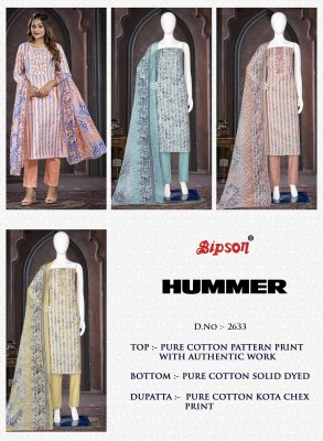 Bipson prints by Hummer 2633 pure cotton ethnic hand work salwar suit catalogue at affordable rate salwar kameez catalogs