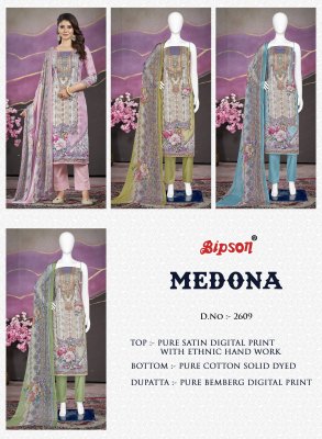 Bipson prints by Medona 2609 pure satin digital unstitched dress material catalogue at low rate salwar kameez catalogs