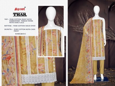 Bipson prints by Thar 2613 pure cotton thread embroidered dress material catalogue at low rate dress material catalogs