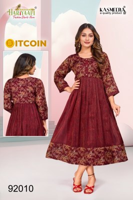 Bitcoin vol 3 by Hariyaali tissu silk with digital printed kurti catalogue at affordable rate kurtis catalogs