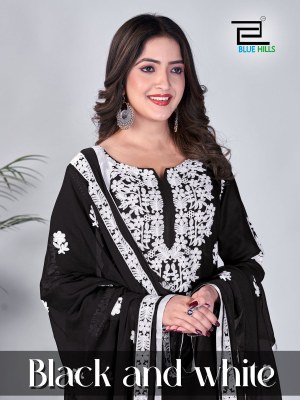 Black And White By blue hills thread work fancy readymade suit catalogue at affordable rate wholesale catalogs