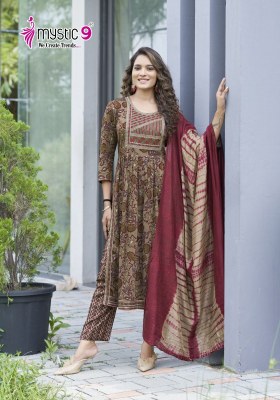 Black Beauty vol 3 by Mystic 9 Premium quality Printed fancy flared kurti pant and dupatta collection at low rate readymade suit catalogs