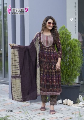 Black Beauty vol 3 by Mystic 9 Premium quality Printed fancy flared kurti pant and dupatta collection at low rate readymade suit catalogs