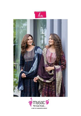 Black Beauty vol 3 by Mystic 9 Premium quality Printed fancy flared kurti pant and dupatta collection at low rate readymade suit catalogs