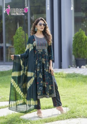 Black Beauty vol 3 by Mystic 9 Premium quality Printed fancy flared kurti pant and dupatta collection at low rate readymade suit catalogs